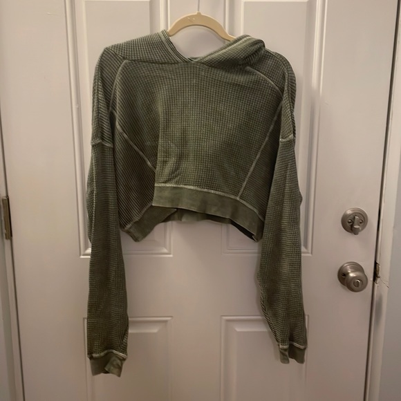 Cropped waffle hoodie